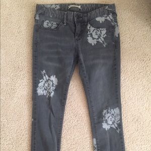 Free people printed rose jean in black
