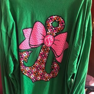 Southern couture green anchor shirt