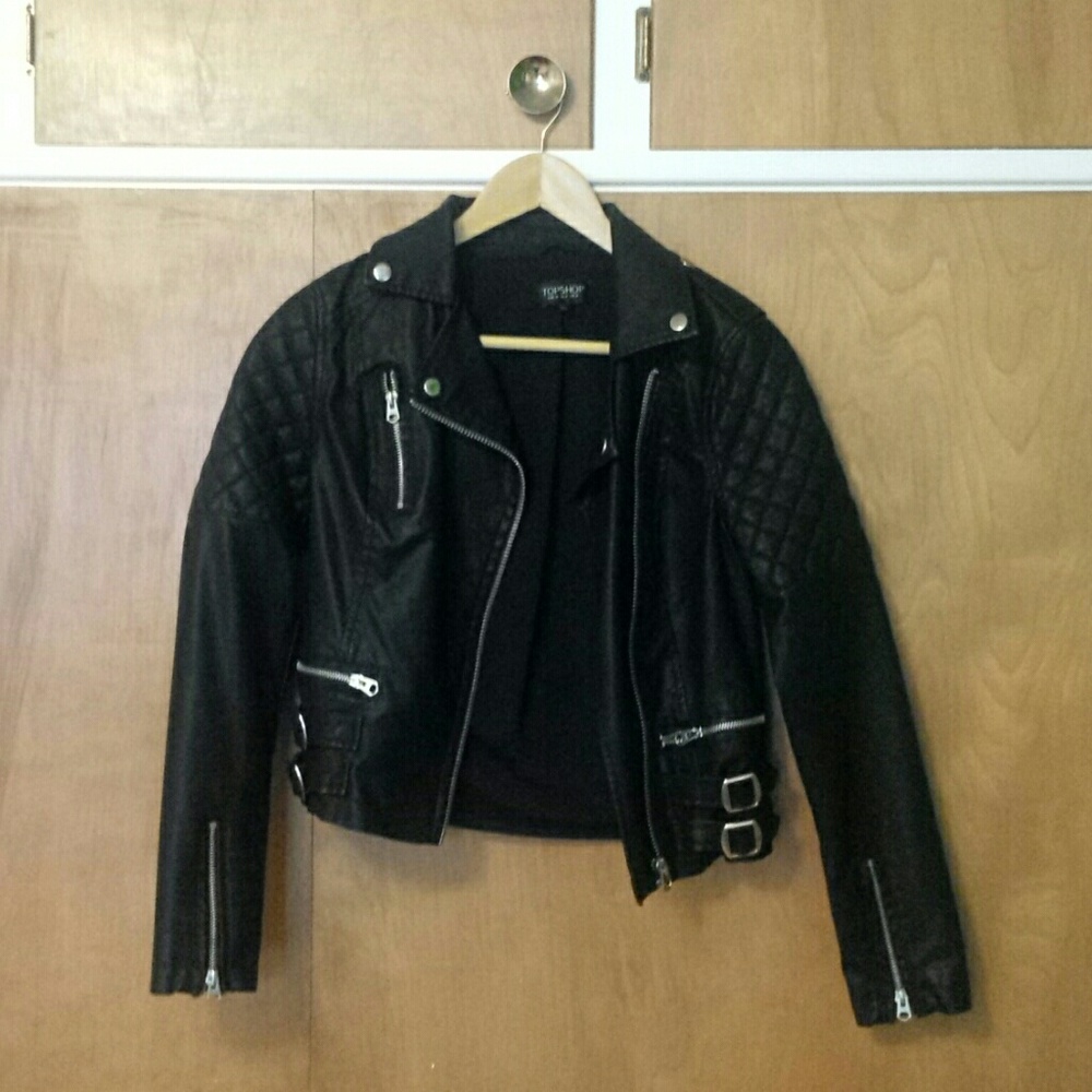 Faux leather moto jacket