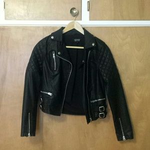 Faux leather moto jacket