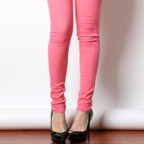 Zenana Outfitters COTTON TWILL JEGGINGS CORAL - Picture 3 of 6