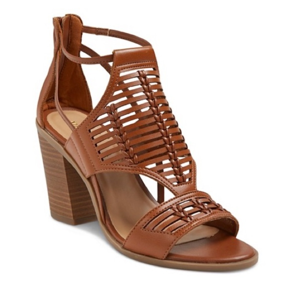 Leather braided huarache heels