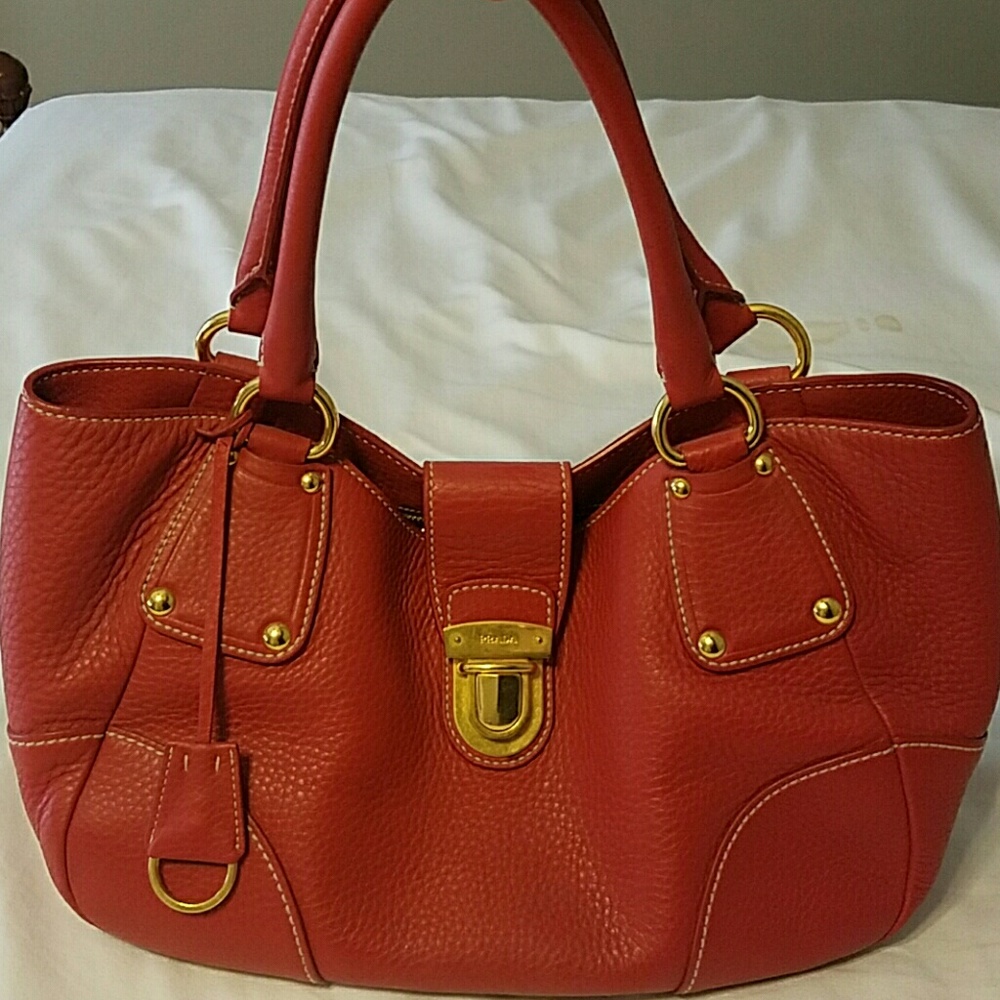 Authentic  Prada red leather tote