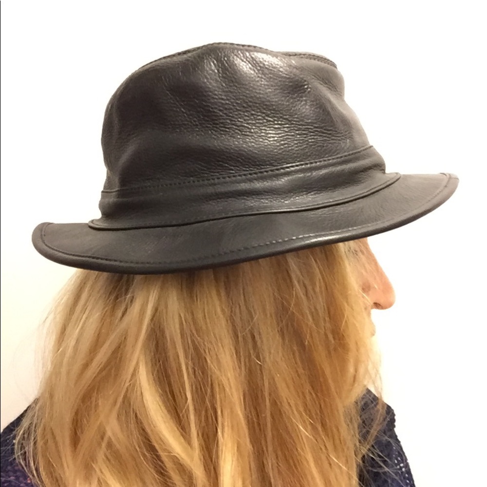 Armani Exchange black leather hat