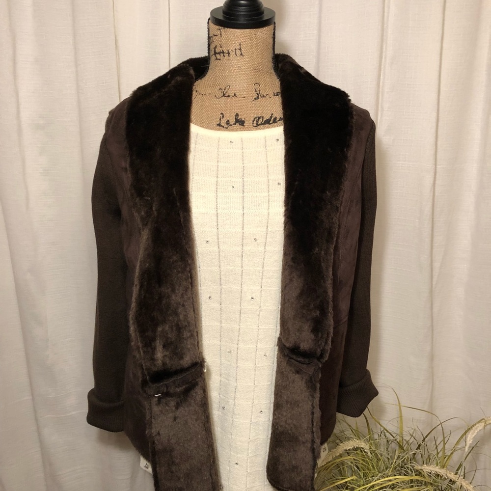 Jaclyn Smith faux suede and fur jacket