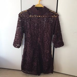 Zara Burgundy Lace Romper With Slip Included