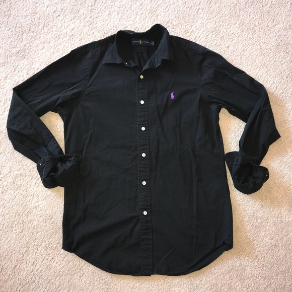 ralph lauren black button down shirt