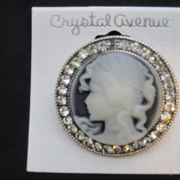 Victorian Cameo Pin  with Crystal Rhinestones-TIA9 - Picture 3 of 3