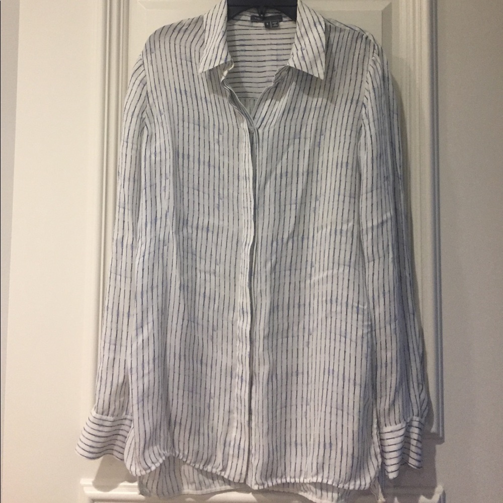Vince Blue Striped Silk Blouse