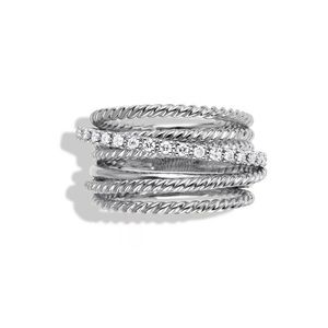 David Yurman Large Crossover Ring with Diamonds