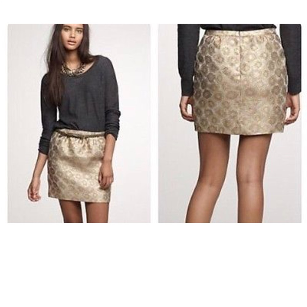 J CREW GOLDENROD METALLIC GOLD MINI SKIRT SZ/4