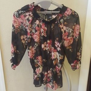 New Directions floral multi color tunic sz m