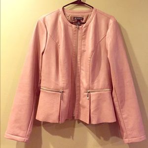 Pink Fake Leather Jacket