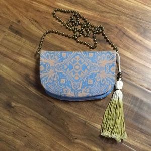 Cross body brass chain purse