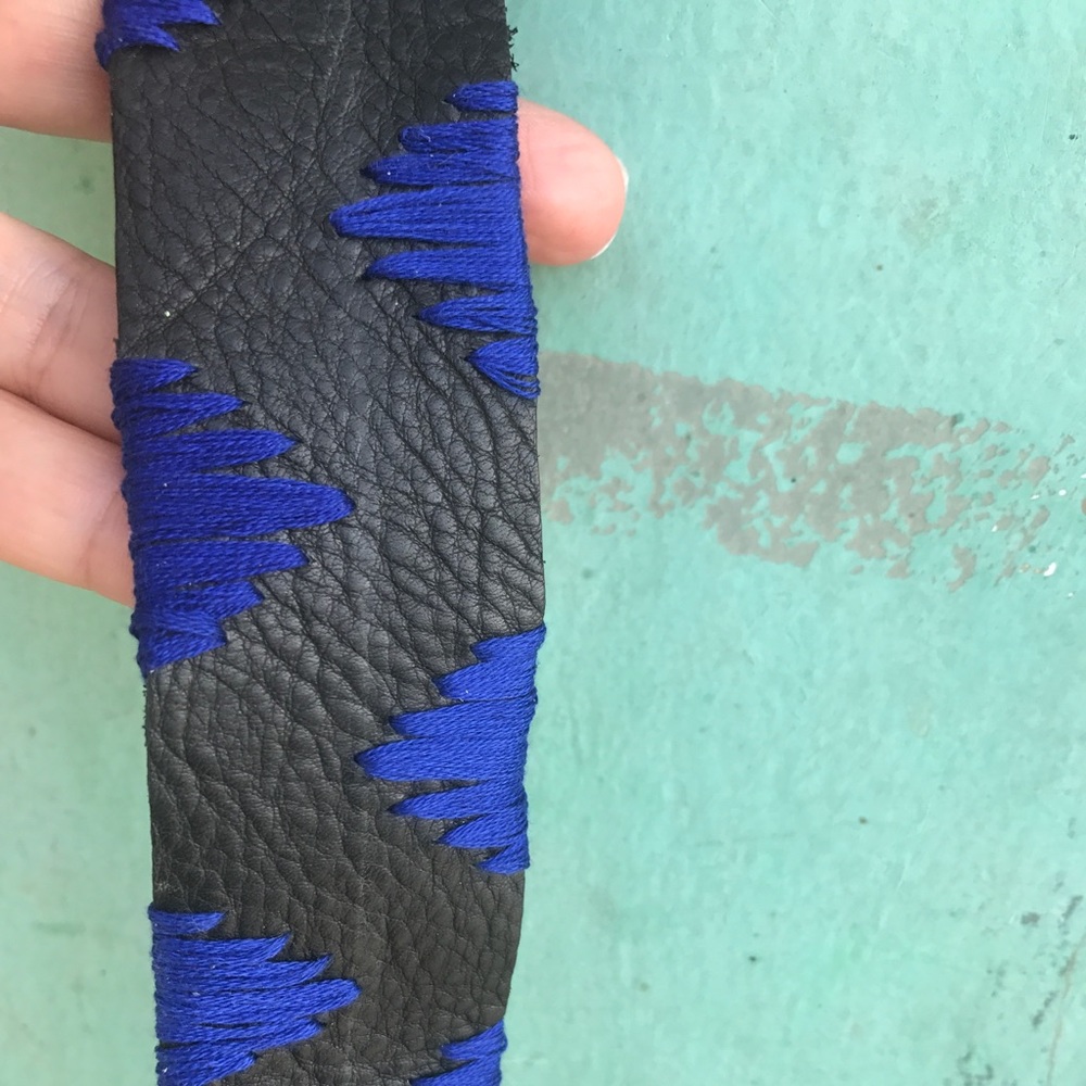 Handmade leather embroidered bracelet