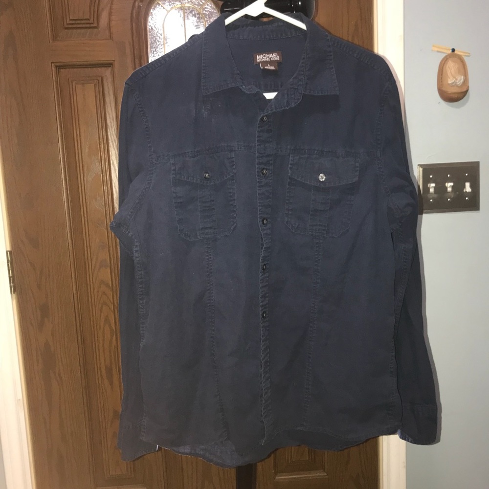 Michael Kors Bottom down dark blue men shirt Sz. L