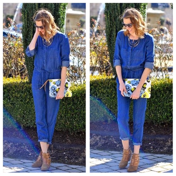 loft denim jumpsuit
