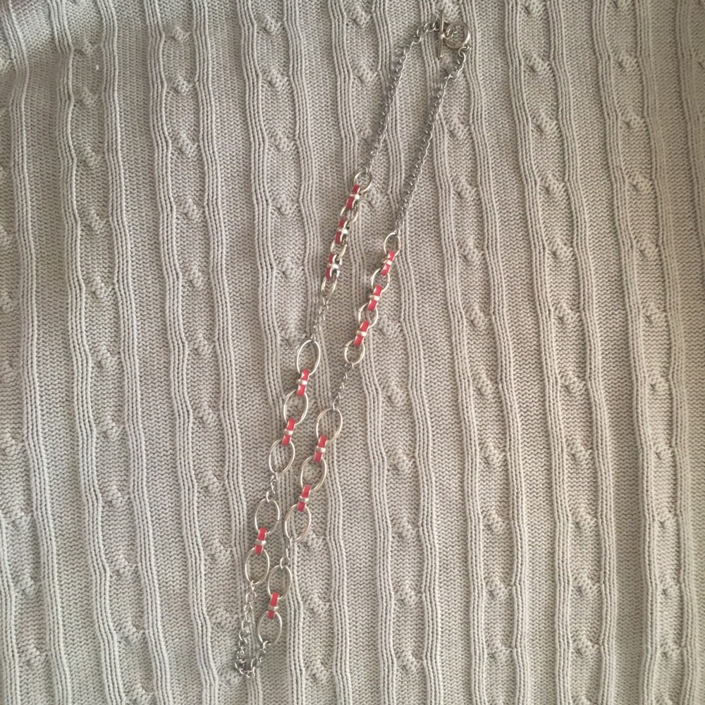Silver & orange necklace