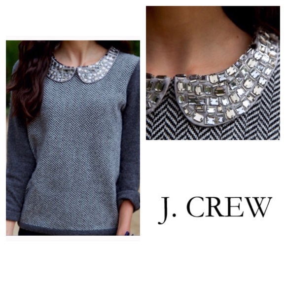 J. Crew Factory Sweaters - J. Crew Factory Grey Jewel-Collar Sweater.