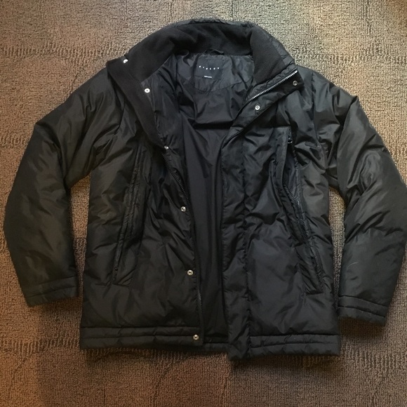 SISLEY - Black puffer winter coat, Small - Picture 1 of 2