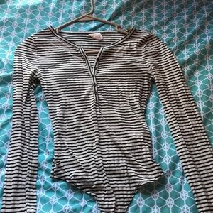 Black and White striped bodysuit