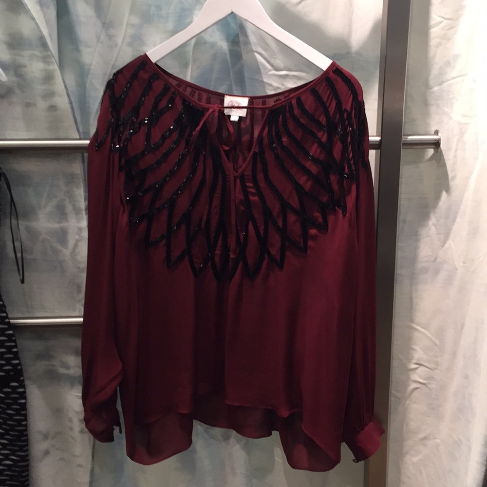 Parker Silk beaded blouse size SM