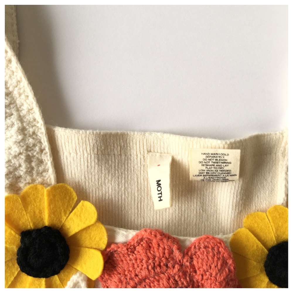 Moth Cream Pink Yellow Floral Sweater Tank Small - Picture 4 of 6