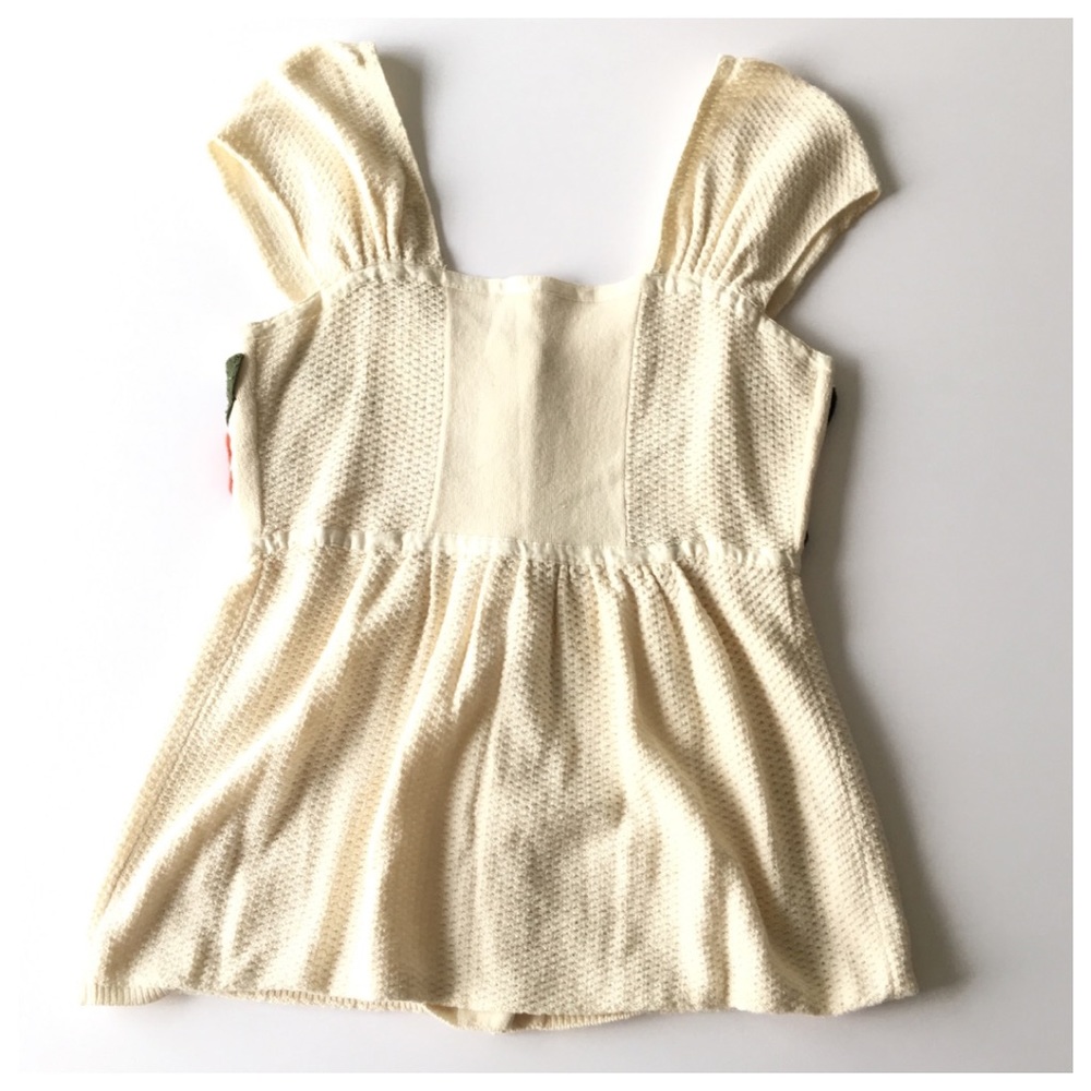 Moth Cream Pink Yellow Floral Sweater Tank Small - Picture 2 of 6