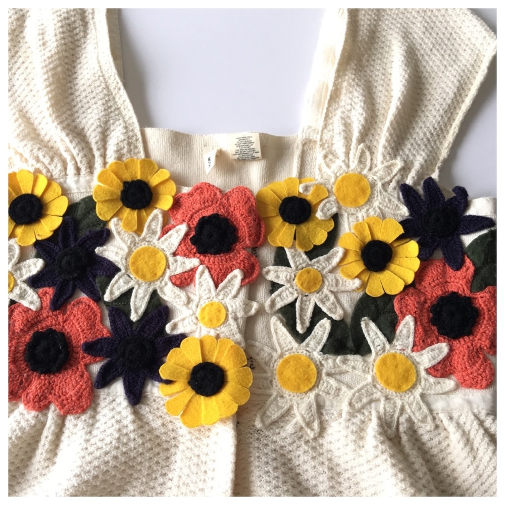 Moth Cream Pink Yellow Floral Sweater Tank Small - Picture 3 of 6