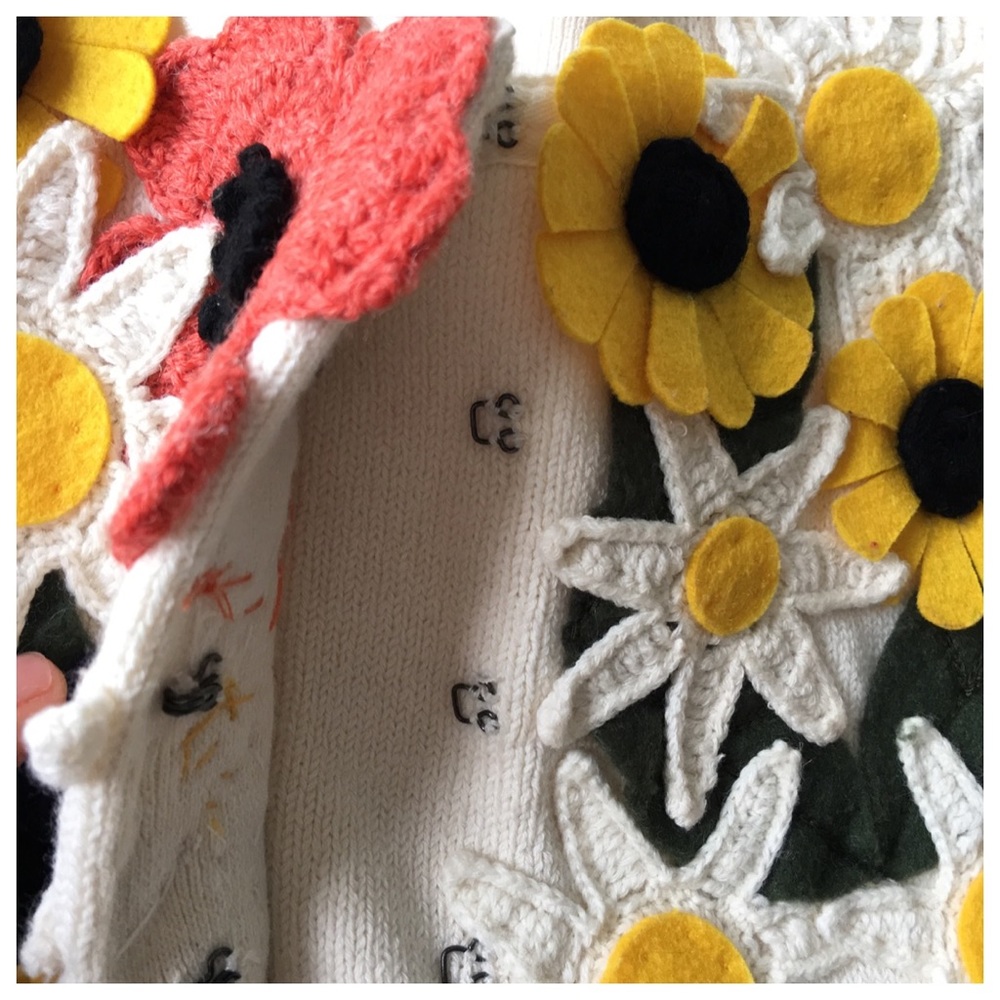 Moth Cream Pink Yellow Floral Sweater Tank Small - Picture 6 of 6