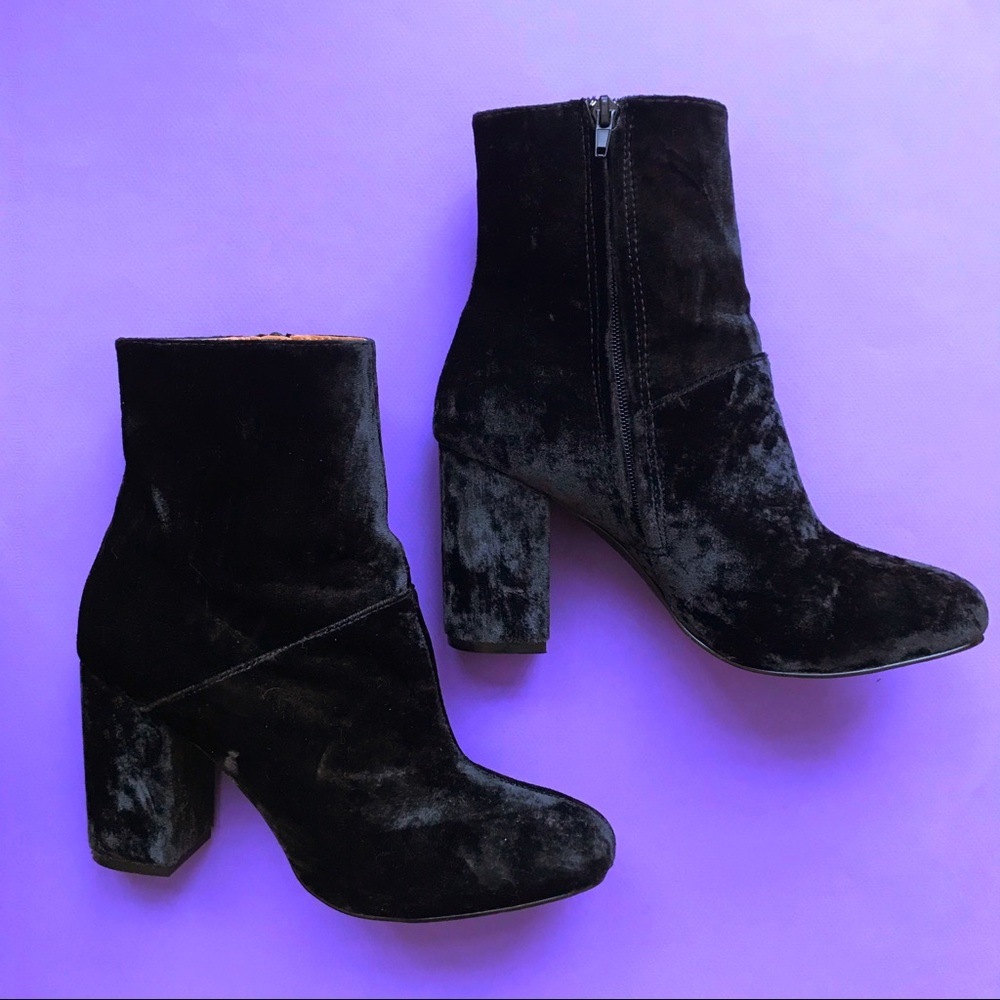 Black Velvet Bootie Heels