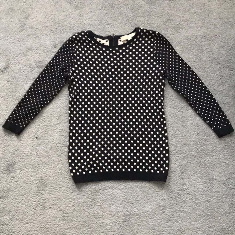 LOFT navy blue & white polka dot sweater XXS