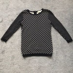 LOFT navy blue & white polka dot sweater XXS