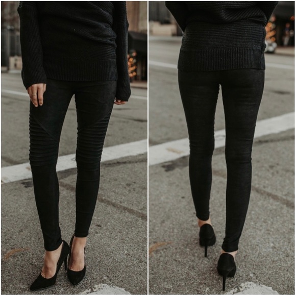 🆕Roxanne Black Faux Suede Moto Leggings - Picture 5 of 8