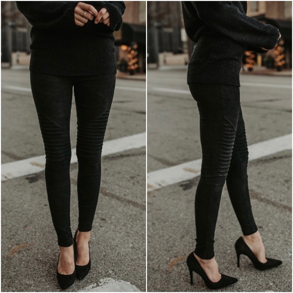 🆕Roxanne Black Faux Suede Moto Leggings - Picture 6 of 8