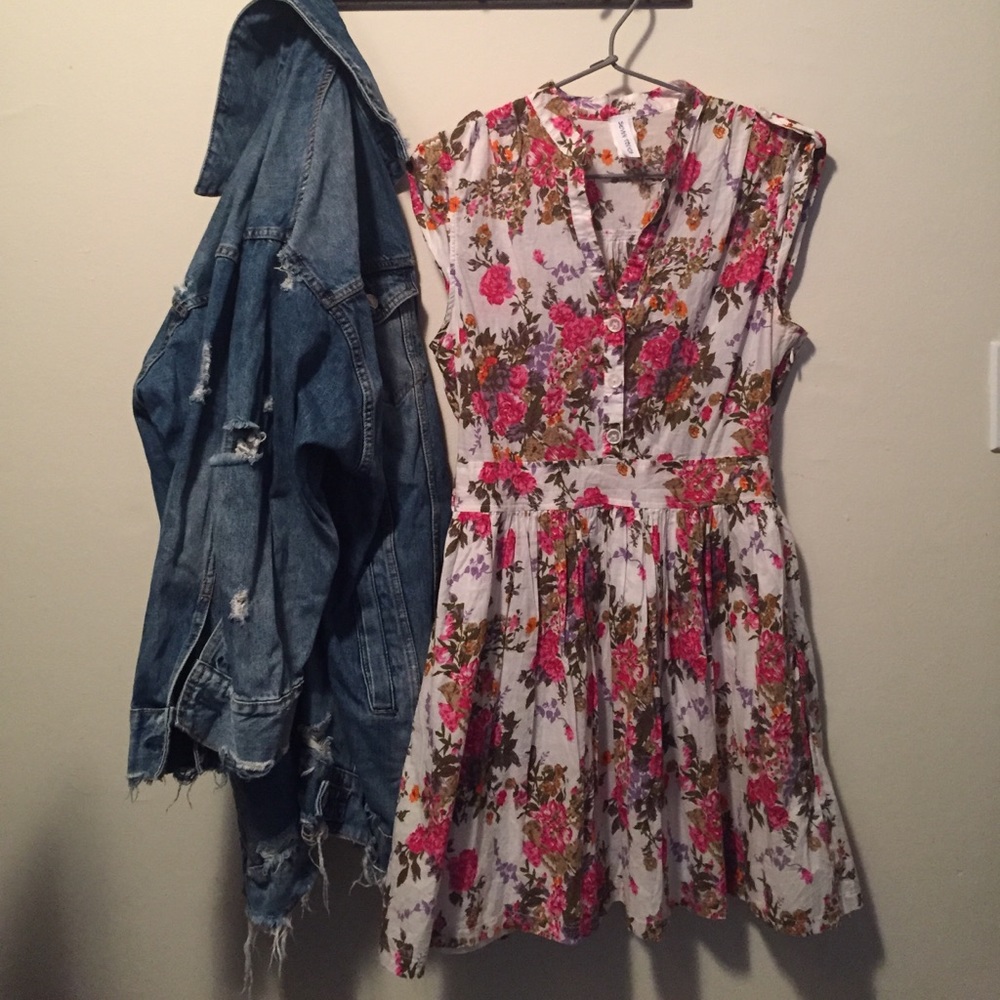 Floral Military Sleeveless Babydoll Mini Dress