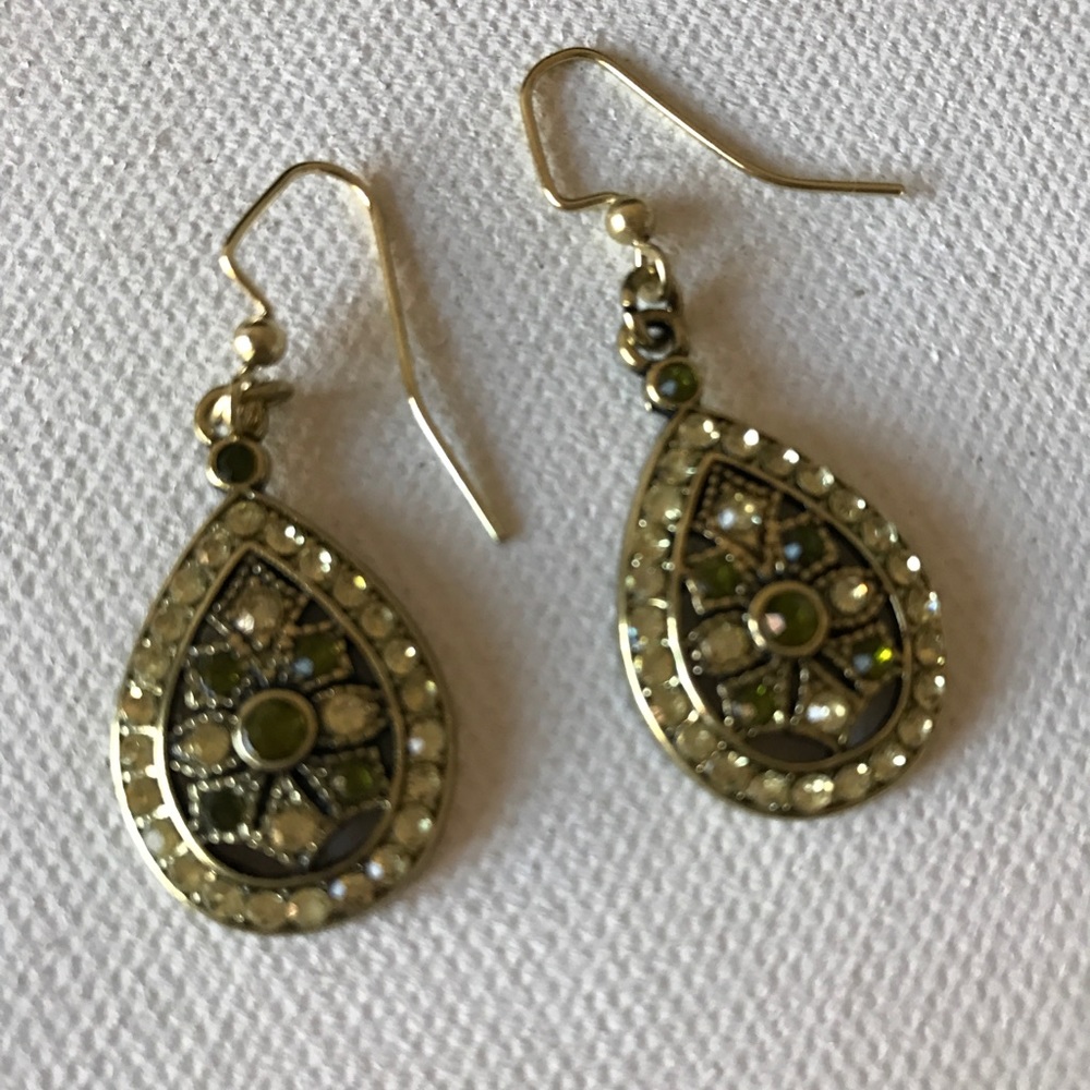 Green Crystal Earrings - Picture 3 of 3