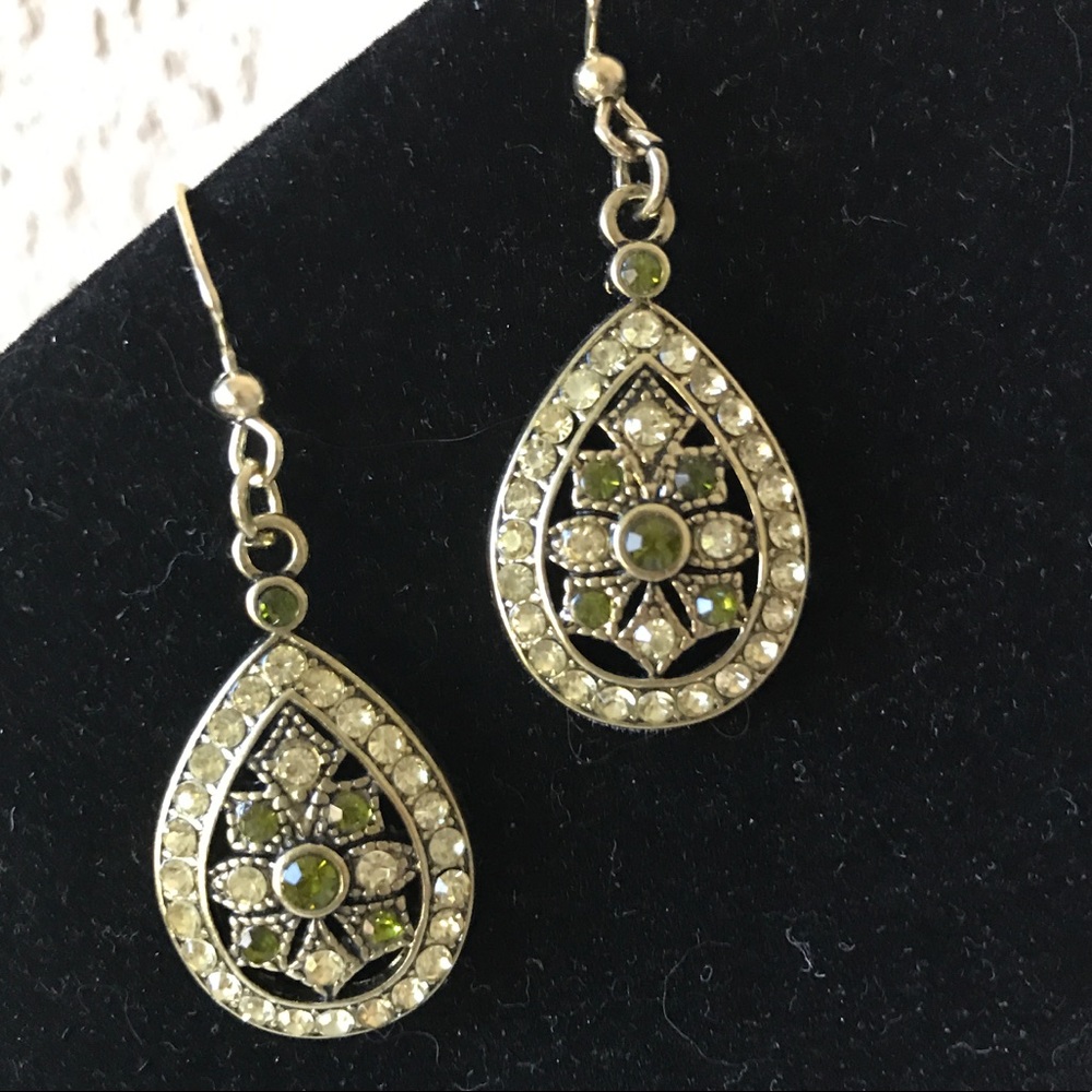 Green Crystal Earrings - Picture 2 of 3