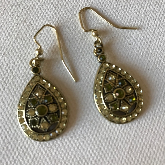Green Crystal Earrings - Picture 3 of 3
