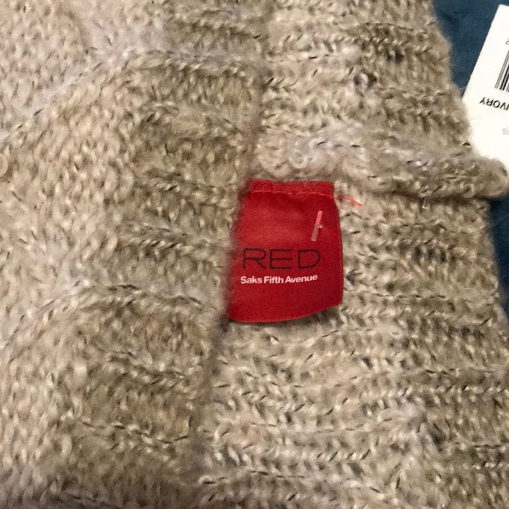 Saks Fifth Avenue RED infinity pearl cream scarf