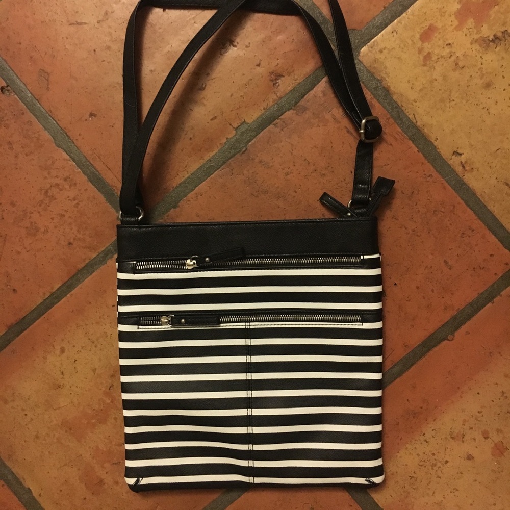 Adjustable Black & White striped purse