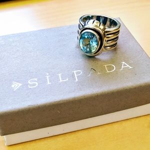 Rare, retired silpada blue topaz ring, sz 7 to 7.5