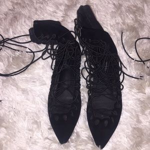 Jeffery Campbell Arian’s-hi black suede flats