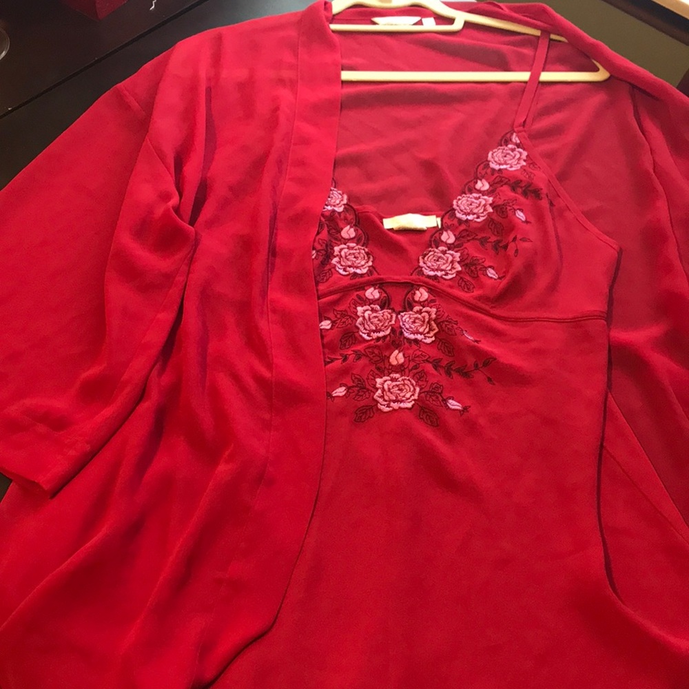 Two-piece sexy nightwear Shorty gown and robe