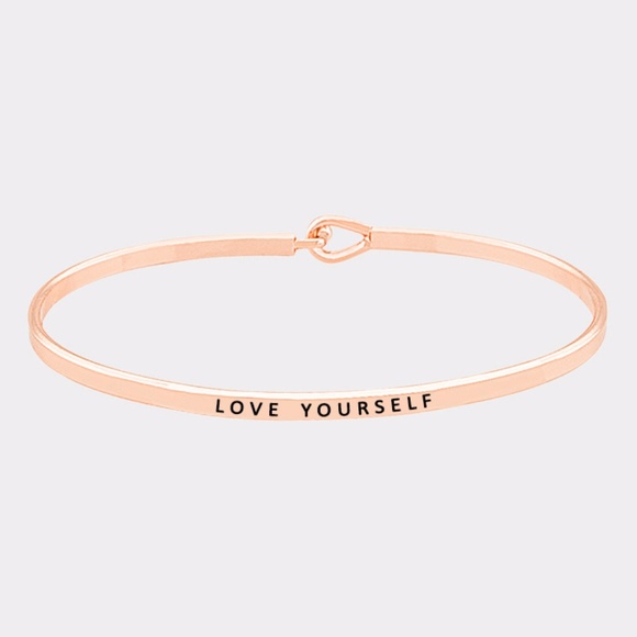 "LOVE YOURSELF" SKINNY MANTRA CUFF BRACELET - Picture 3 of 4