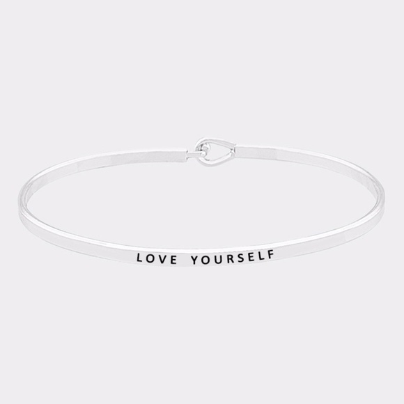 "LOVE YOURSELF" SKINNY MANTRA CUFF BRACELET - Picture 4 of 4