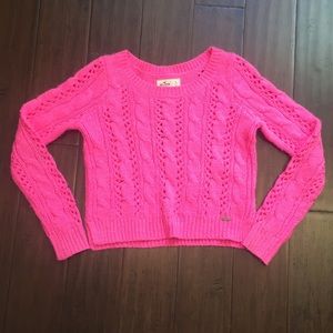 Hollister hot pink knit sweater sz small