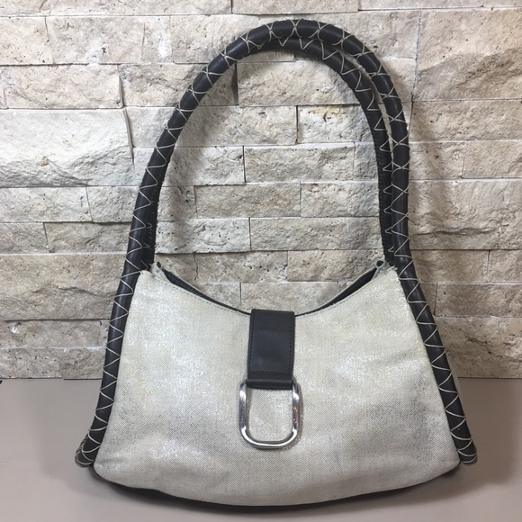 Donald J. Pliner Handbags - Donald J. Pliner Silver Brown Leather Bag Purse