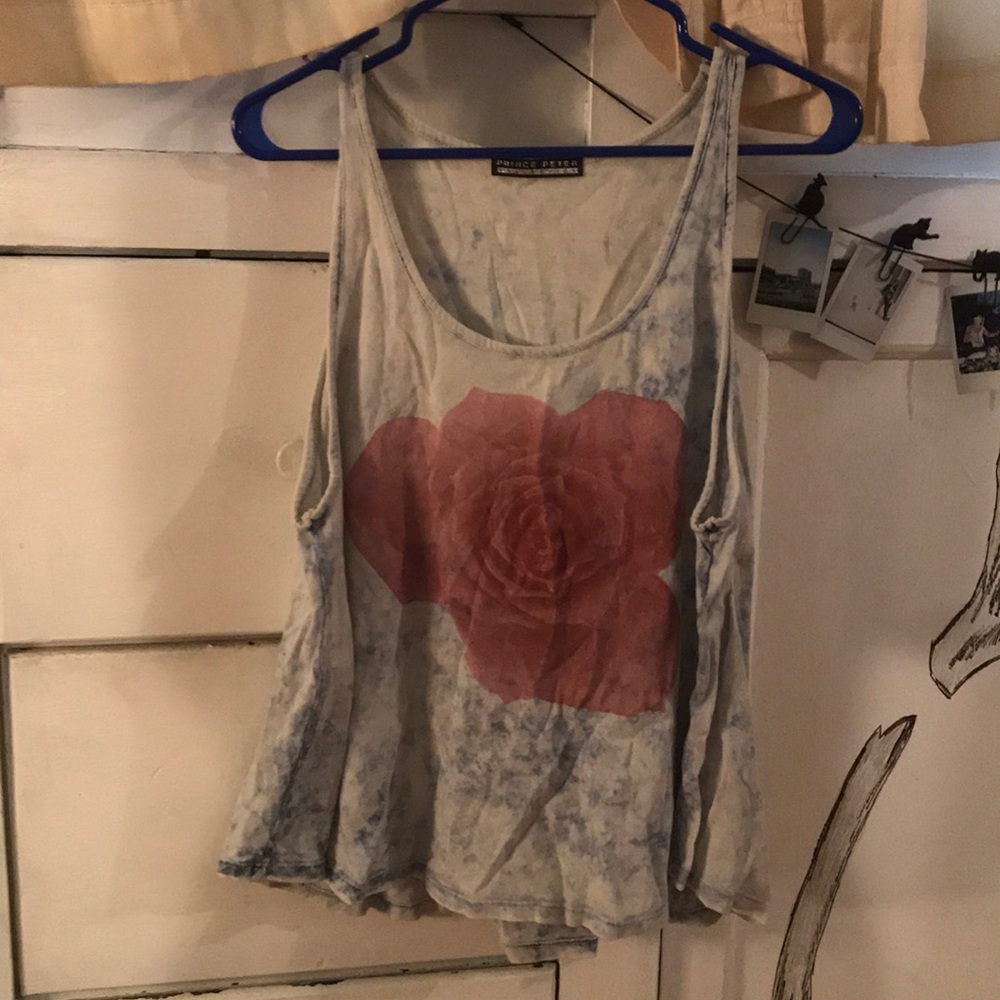 Rose Skull Acid Wash Tank Top
