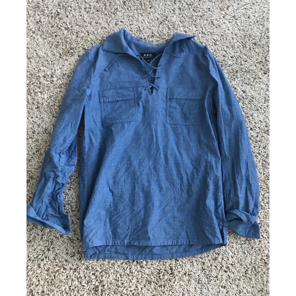 APC Chambray Lace-Up Top Size XS